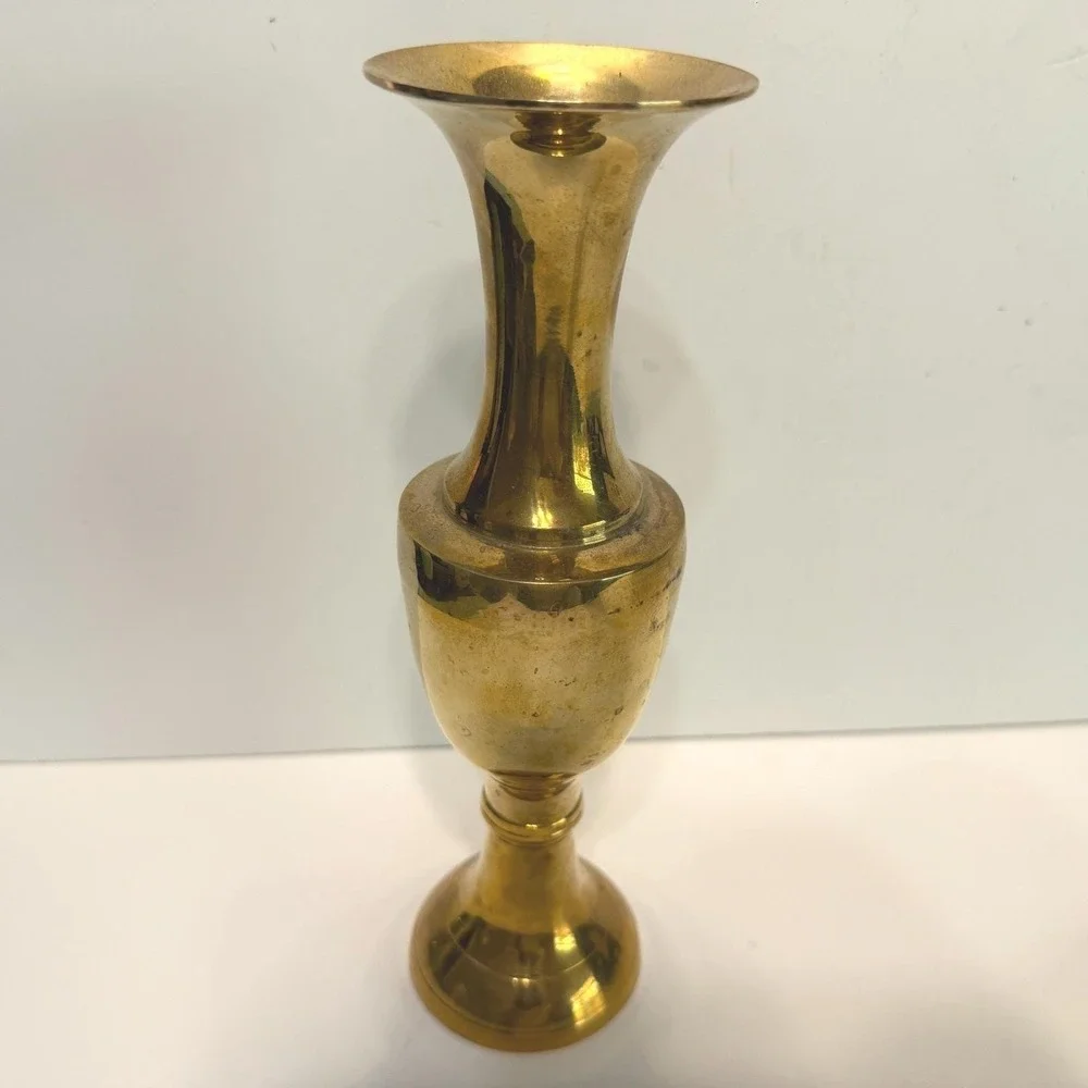 Vintage‎ Solid Brass Trumpet Bud Vase Made in India 10